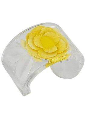 Chanel Bangle Camellia Plastic Clear Yellow White Bracelet